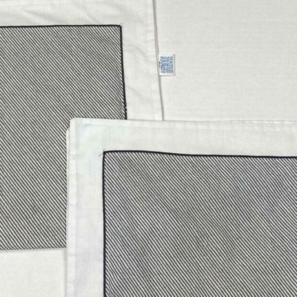 Vintage 2 Shams Pair Pillowcases Gray White Border